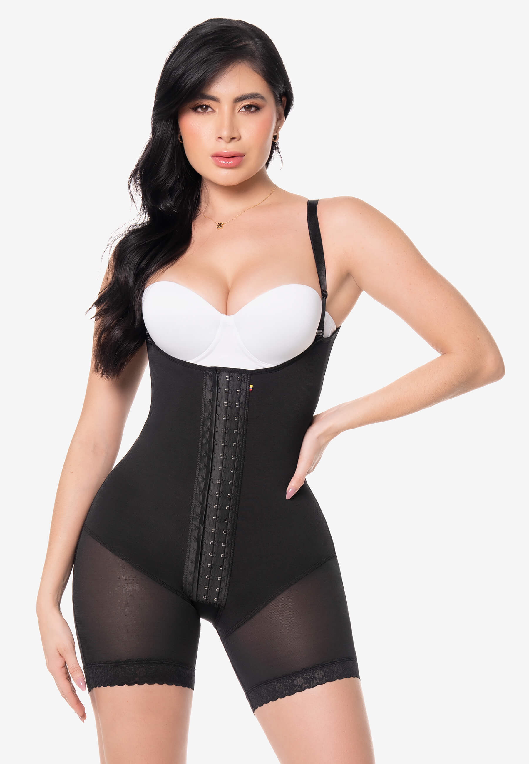 Curvia Faja Isabela con broche  media pierna Negro