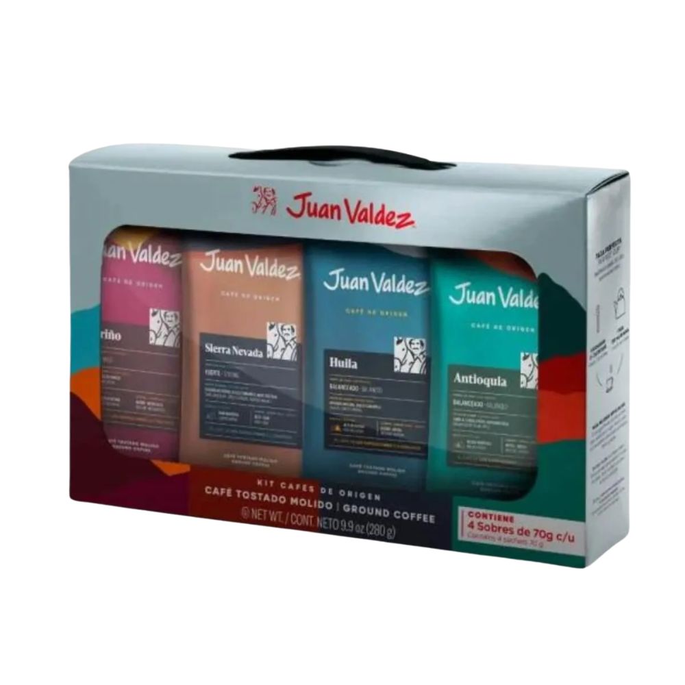 Juan Valdez Coffee Gift x4 units Antioquia Huila Sierra Nevada Narino - 280 gr (1 pack)