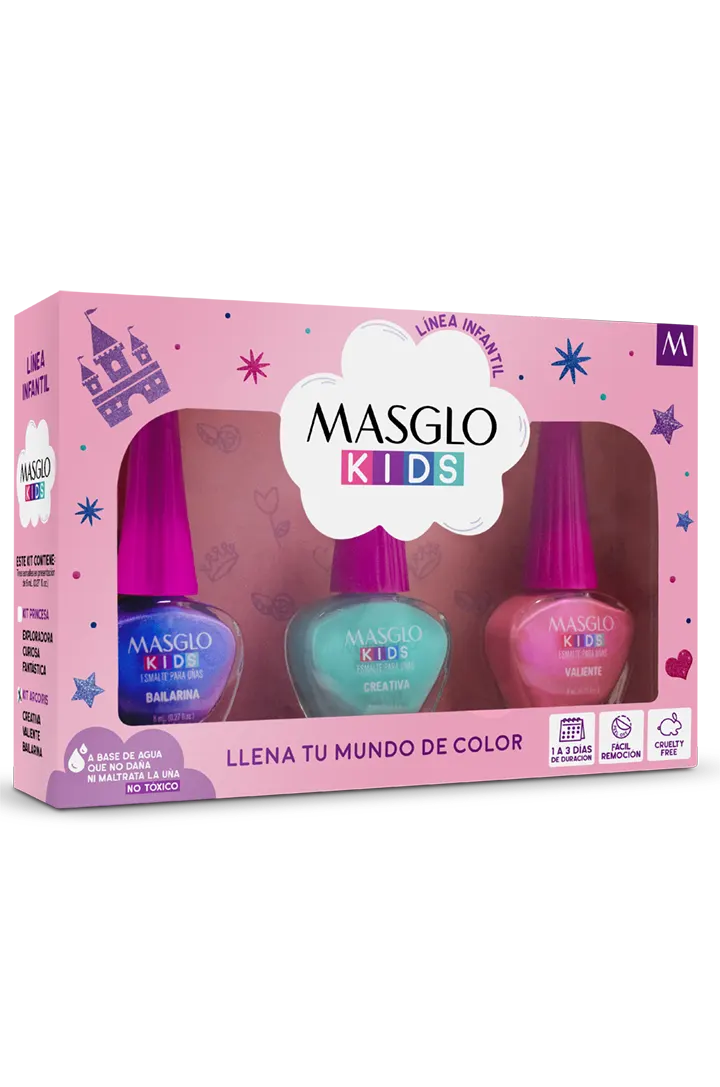 MASGLO KIDS RAINBOW NAIL POLISH KIT 8ML
