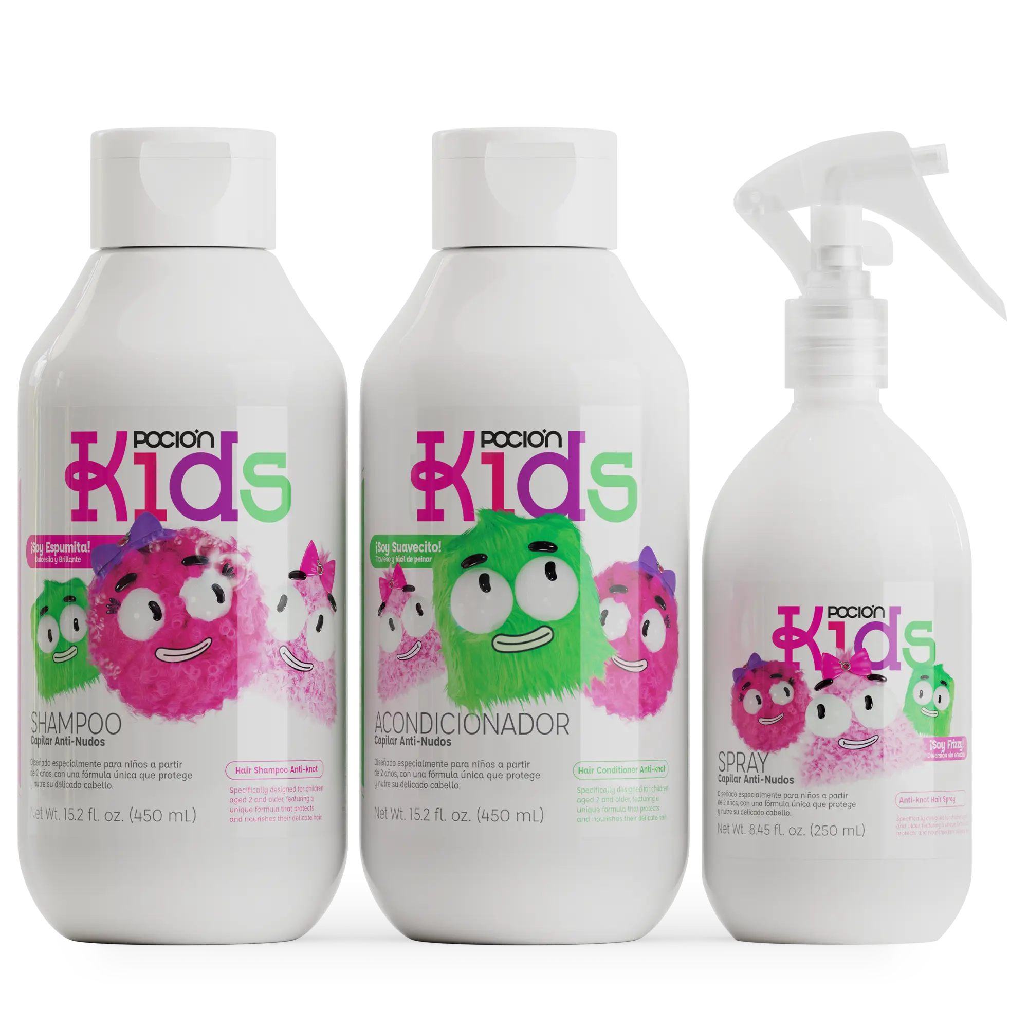La Pocion Kit Sin Enredos Kids - Shampoo, Acondicionador y Spray Anti-Nudos (3 pack)