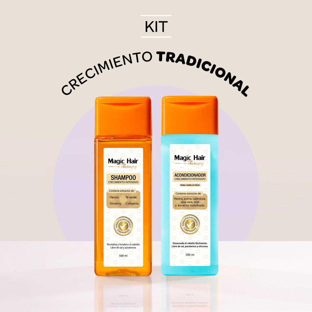 MAGIC HAIR KIT CRECIMIENTO TRADICIONAL - Shampoo Tradicional 500ml y Acondicionador Tradicional 500ml (2 pack)