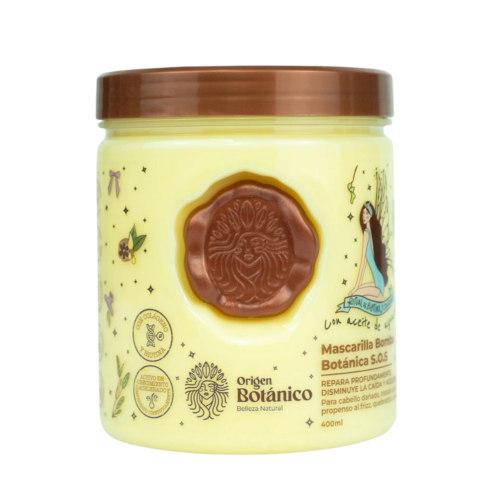 Origen Botanico Royal Jelly Shampoo 400ml, Origen Botanico Royal Jelly Treatment 400ml, Origen Botanico Hair Mask 400ml, and Mini Heat-Protective Detangling Perfume Duo (5-Pack)
