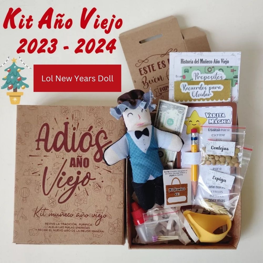 Muñeco de Año Nuevo año Viejo y velas navideñas  (kit de 3 muñecos y 3 velas)