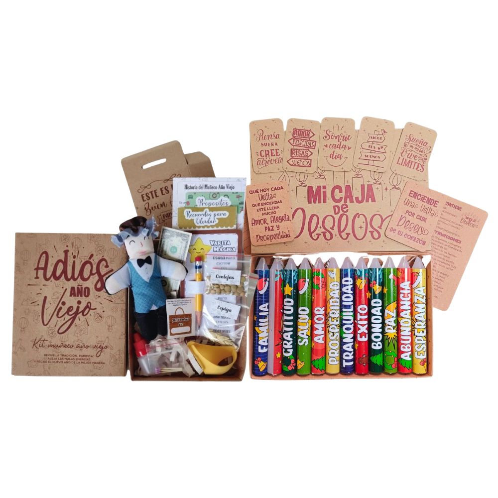 Muñeco de Año Nuevo año Viejo y velas navideñas  (kit de 3 muñecos y 3 velas)