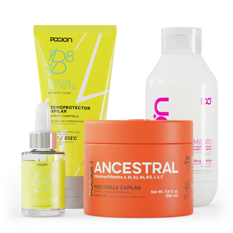 La Pocion Kit Mascarilla SOS - Termoprotector B8, Oleo B8, Mascarilla Ancestral, Tratamiento (Blanco) (4 Pack)