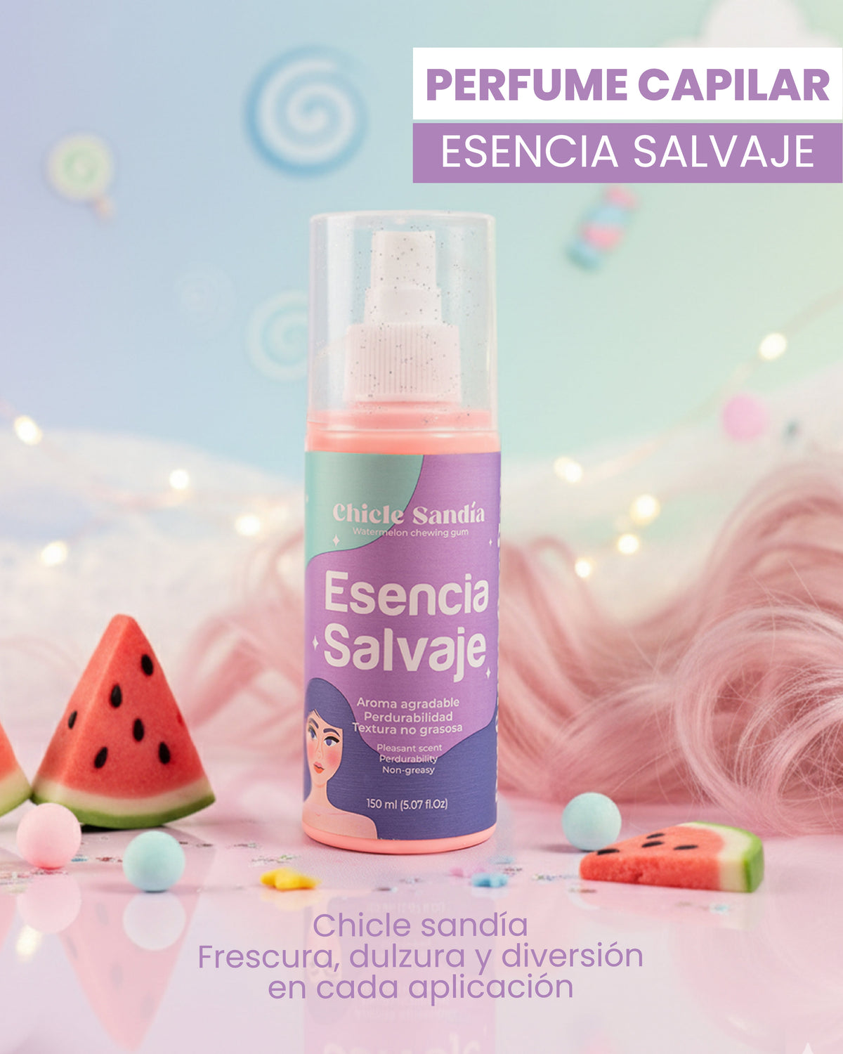Fruto Salvaje Perfume Capilar Esencia Salvaje Chicle- Sandia x 150ml