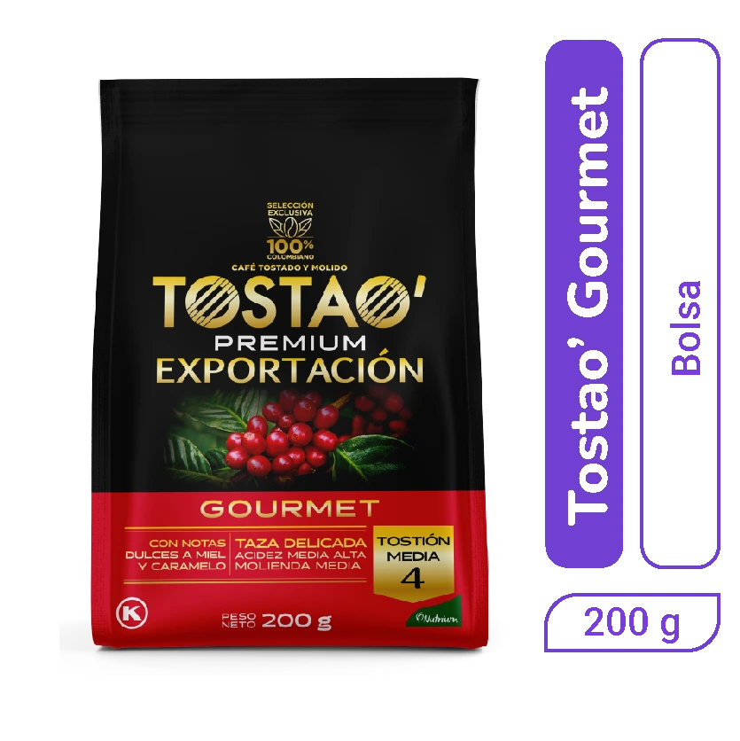 Tostao Cafe Molido Premium Exportacion Gourmet x 200 gr