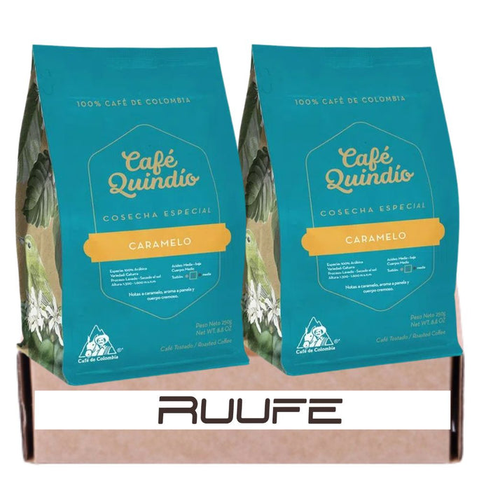 Cafe Quindio roasted ground Coffee Caramel flavor (2 pack) cafe quindio caramelo Colombian ground Coffee Colombian Coffee