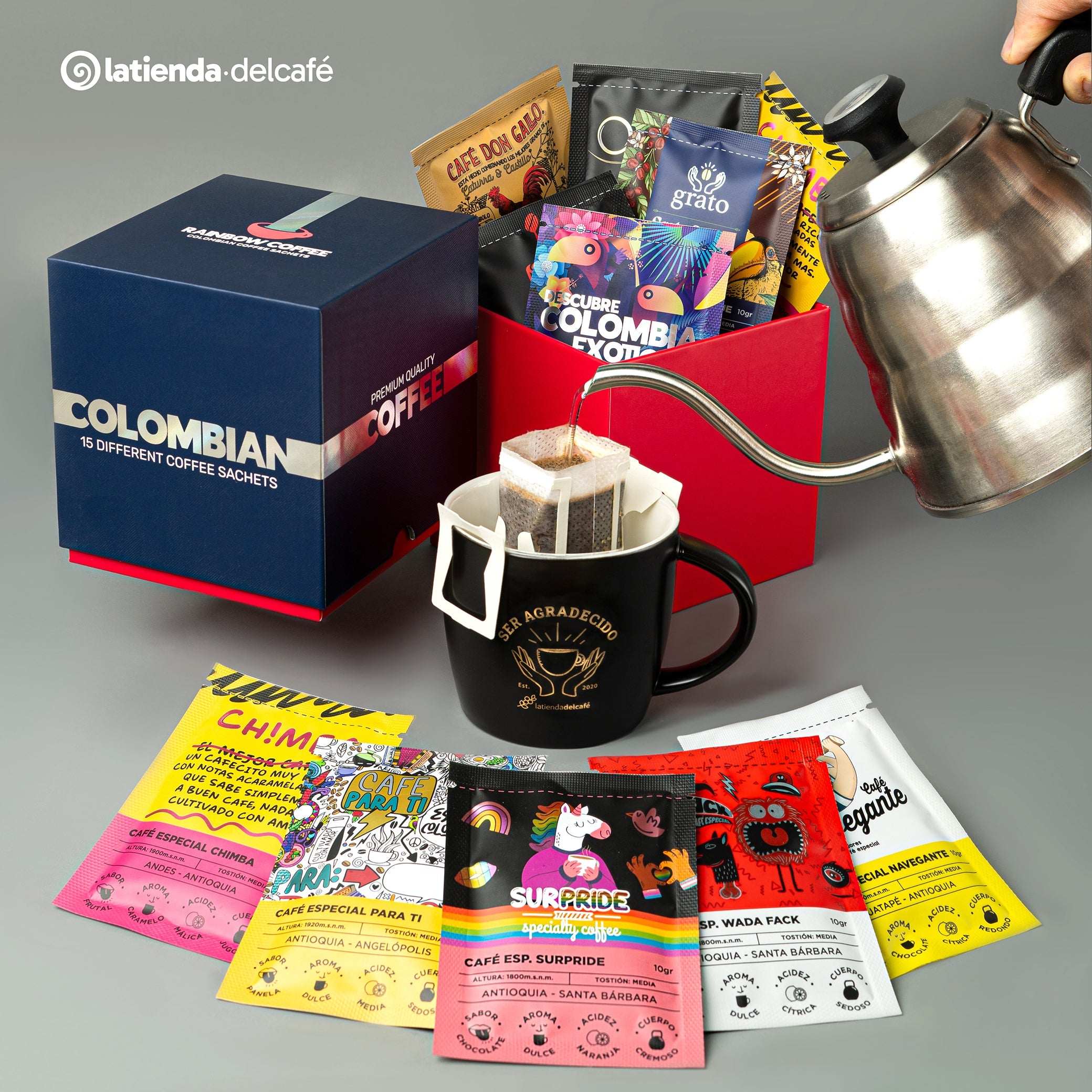 Caja de Sachets cafe Rainbow La Tienda del Cafe