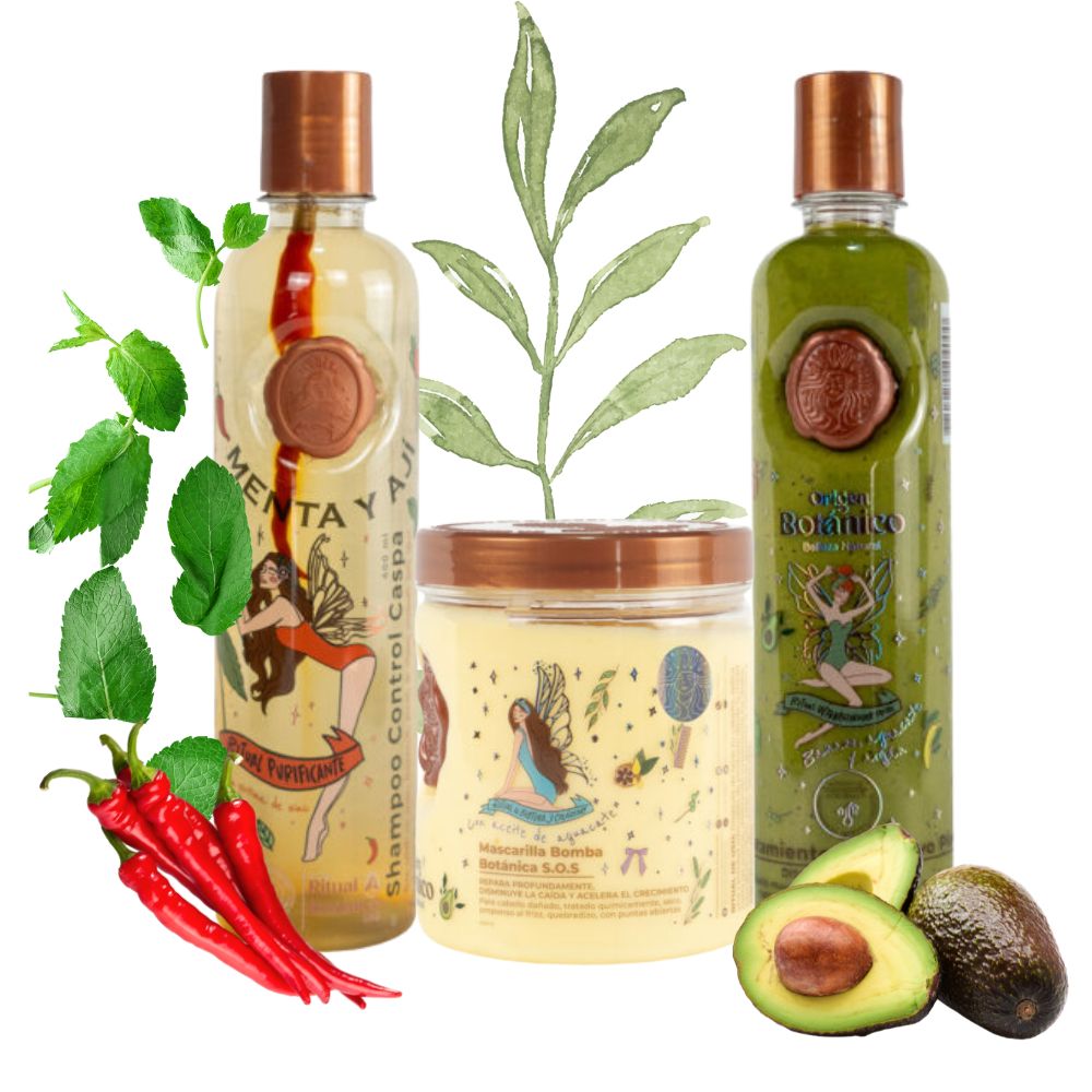 Ritual Botanico Shampoo Aji, Intensive Plex Treatment and Ritual Botanico Hair Pump (3 Pack)