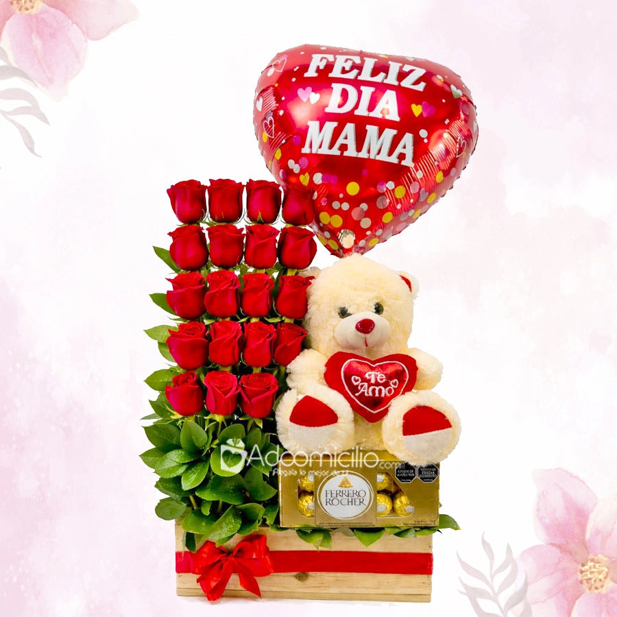 Rosas Con Peluche Y Chocolates Para Mamá A Domicilio En Medellín