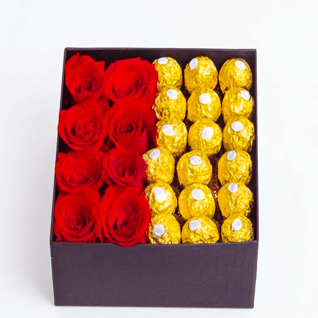 Arreglo Floral Rosas Y Ferrero Roche A Domicilio En Medellín Pedido Con 2 Días De Anticipación