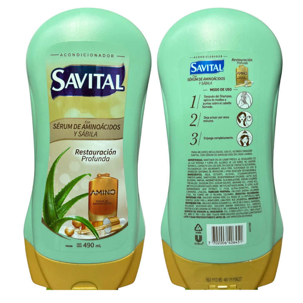 Savital Amino Acid and Aloe Vera Conditioner 490mL 