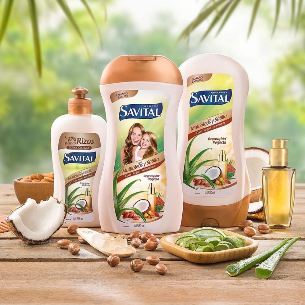 Savital shampoo con multivitaminas y Savital crema para peinar con multivitaminas y sabila (2 pack)