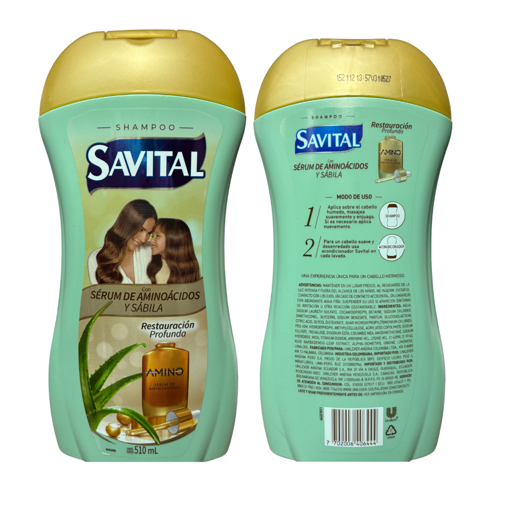 Savital Amino Acid Shampoo 510mL, Amino Acid Conditioner 490mL (2 Pack) 