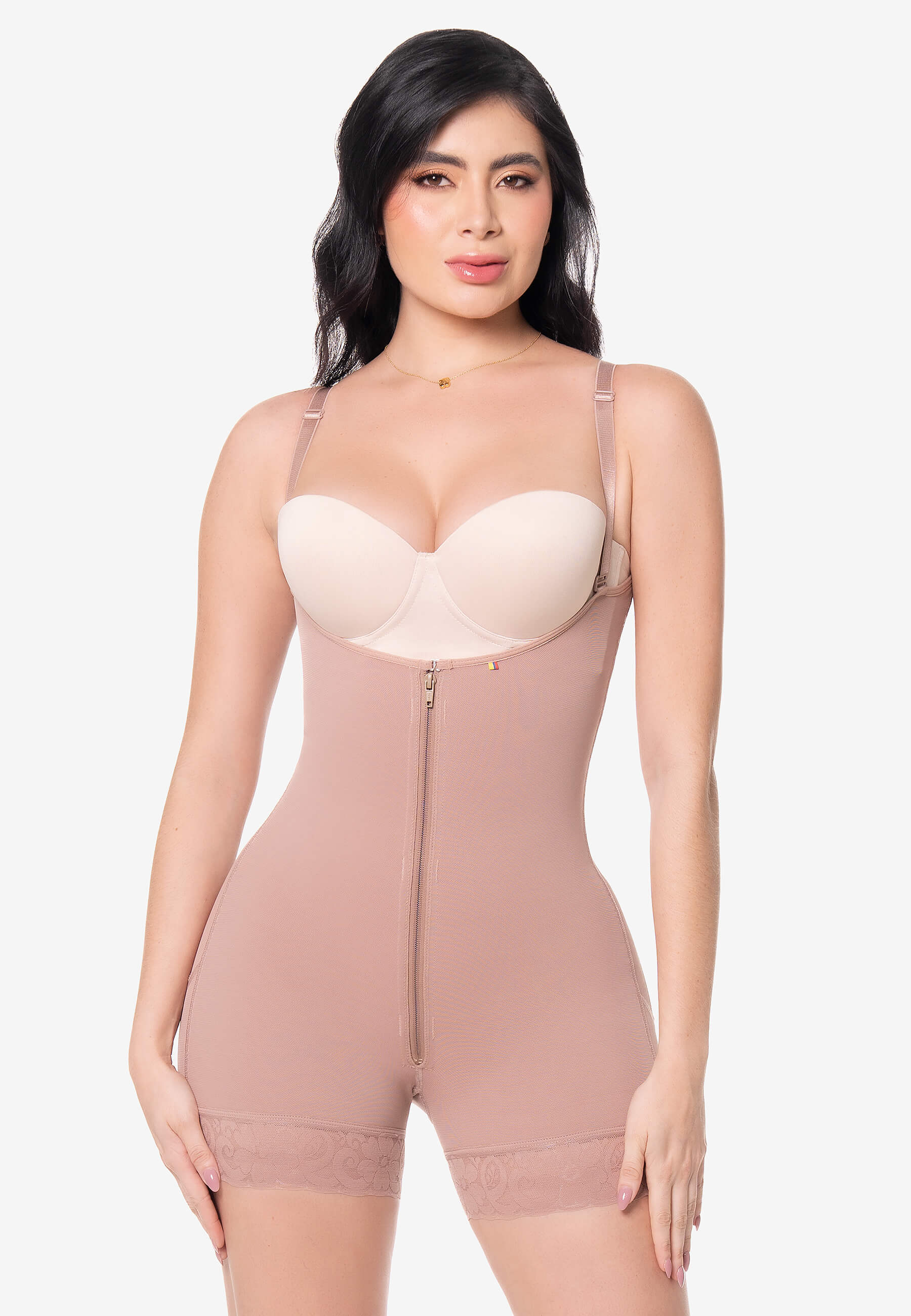 Curvia Faja Sienna cachetera con cierre central Cocoa