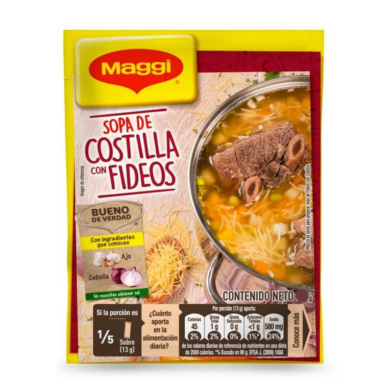 SOPA MAGGI SABOR COSTILLA CON FIDEOS X61GR