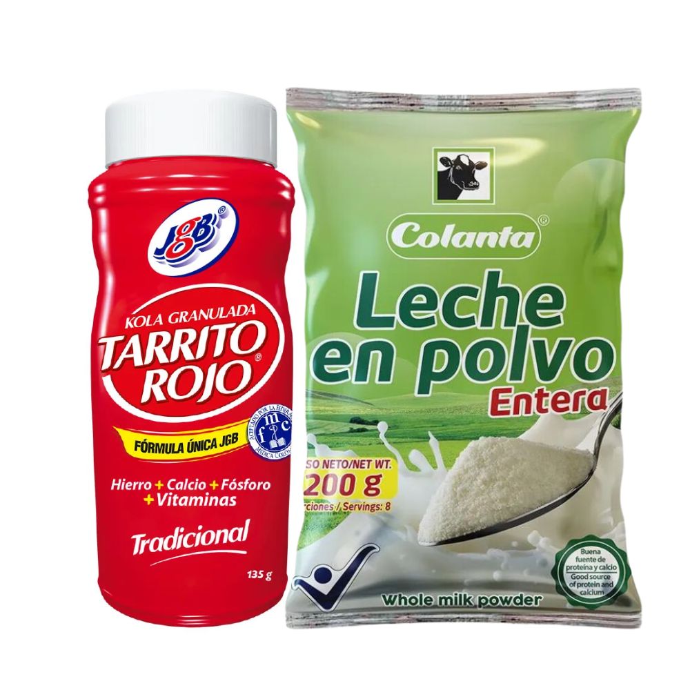 Kola Granulada Tarrito Rojo x 135gr y Leche en Polvo x 200gr Colanta entera (2 pack)