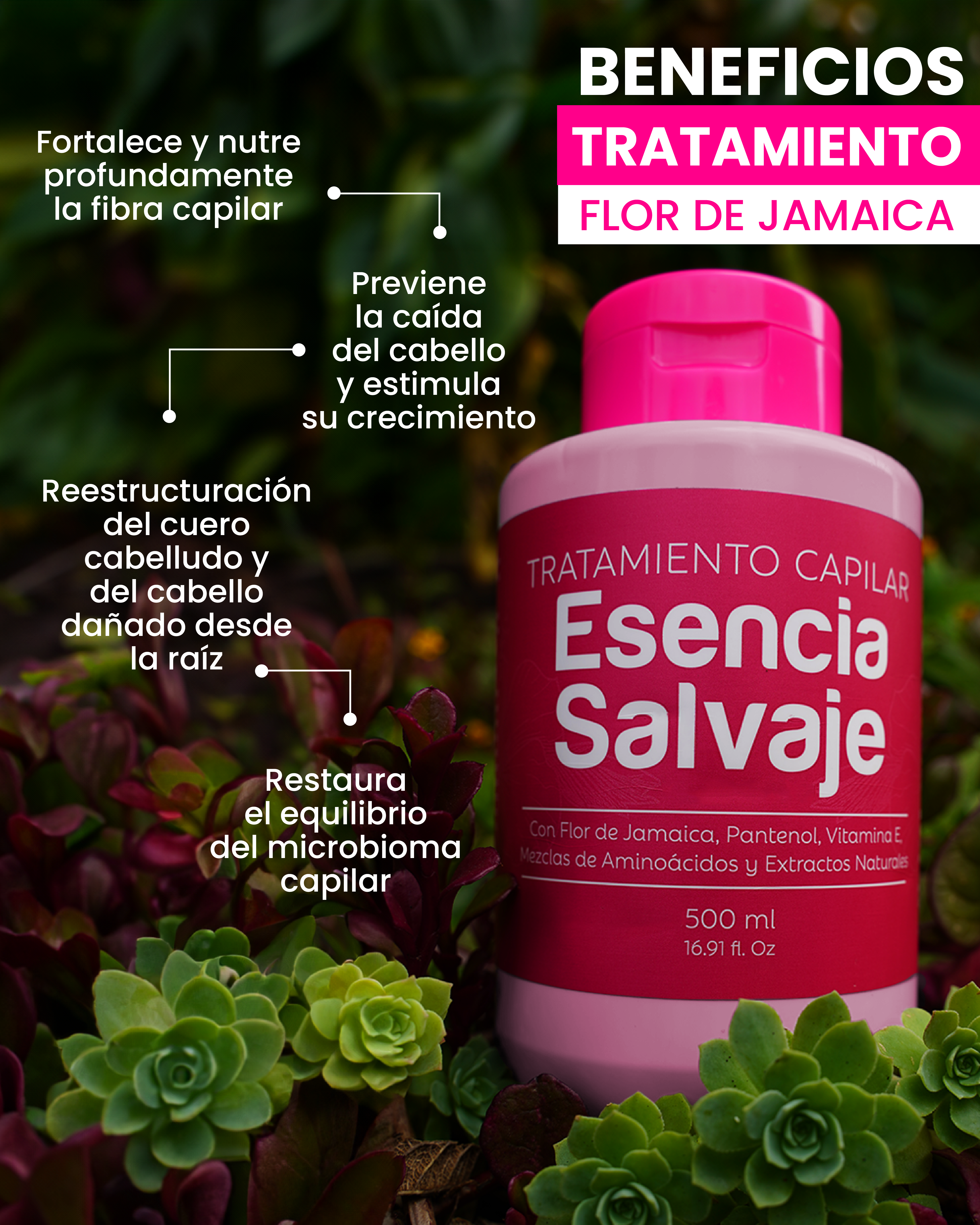 DESCUENTO - Esencia Salvaje Tratamiento capilar con Flor de Jamaica x 500ml