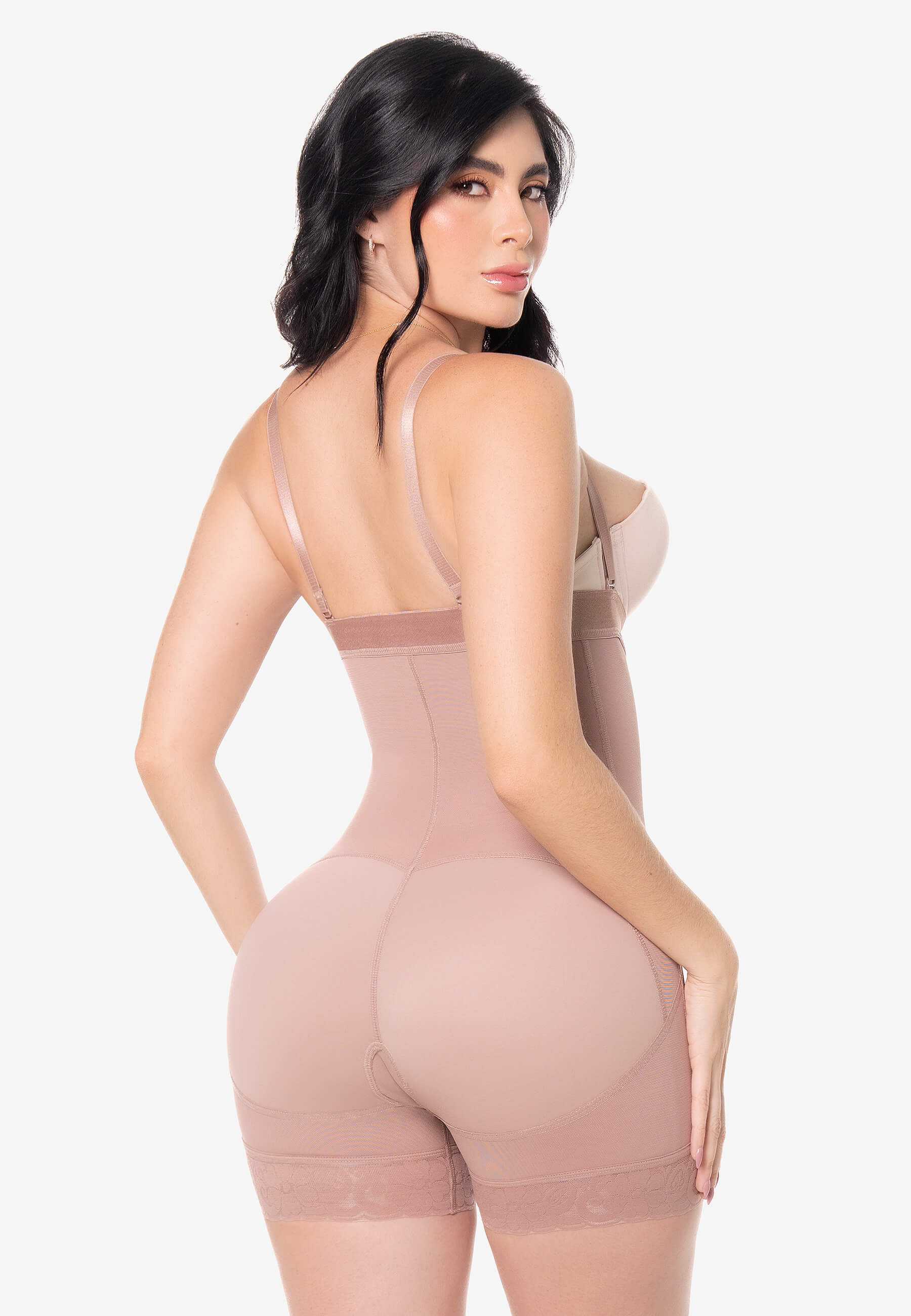 Curvia Faja Valeria strapless cachetera con Broche Cocoa