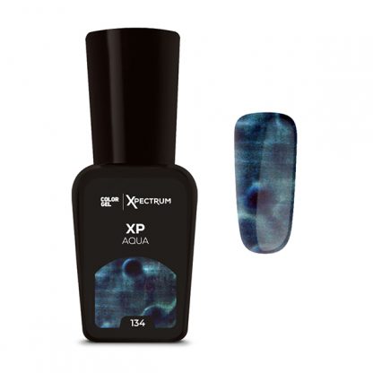 Organic Nails Gel semipermanente Color Xpectrum Aqua 134 con efectos y dimensiones holograficas para arte y diseno. x7.5 ml