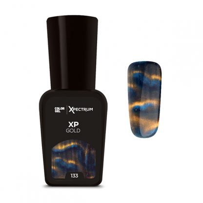 Organic Nails Gel semipermanente Color Xpectrum Gold 133 con efectos y dimensiones holograficas para arte y diseno.  x7.5ml