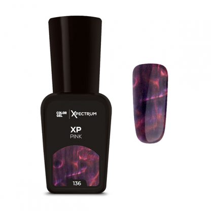 Organic Nails Gel semipermanente Color  Xpectrum Pink 136 con efectos y dimensiones holograficas para arte y diseno.  x7.5ml