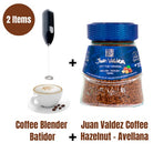 Juan Valdez Instant Hazelnut Coffee and a Coffee Blender Kit Instant Freezed Dried (95gr/3.3 Oz) Cafe Juan Valdez Soluble Liofilizado de avellana