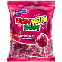 Bon Bon Bum Cherry flavorCereza Lollipop package of 24 Colombian Candy Dulce colombiano producto colombiano online