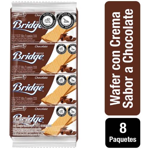 Galletas Wafer Bridge Sabor a Chocolate Colombina 8 Unidades 240gr Snack