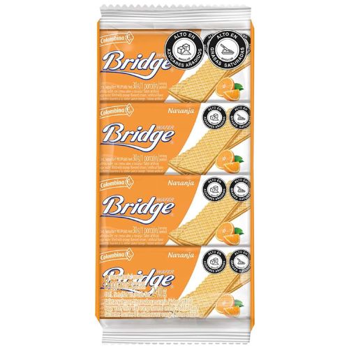 Galletas Wafer Bridge Sabor a Naranja Colombina 8 Unidades 240gr Snack