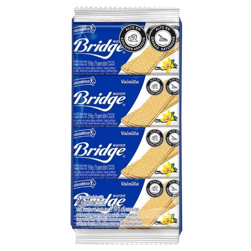Galletas Wafer Bridge Sabor a Vainilla 8 Unidades 240gr Snack