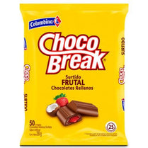 Chocobreak a Colombian Chocolate Candy filled with creamy fruit punch flavor - Bag of 50 pieces dulce colombiano online