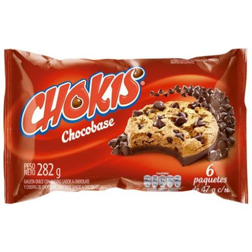Chokis Cookies with Chocolate Base 282gr - 6 units (1 pack) Snack 