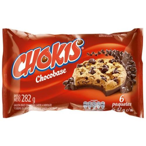 Chokis Cholocate Chip Cookies with a Chocolate Base Pck of 6. Galleta Chokis roja Colombian food online Colombian snack food