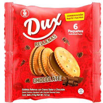 Dux Sandwich Crackers with chocolate cream flavor, snack Crackers Galletas Dux con sabor a chocolate colombian crakers. food