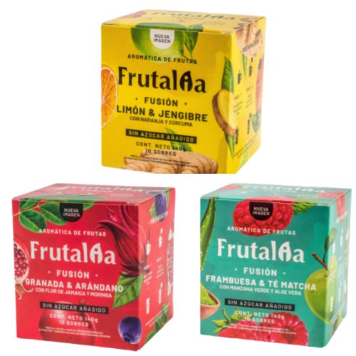 Liquid herbal fruit tea (30 tea bags) Frutalia aromatica de frutas colombia Fruit Tea Sampler, Cranberry passion fruit, lemon ginger, raspberry match aromaticas
