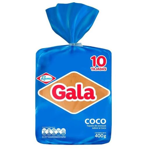 Ponque Gala coconut block x10 slices 14.10oz food