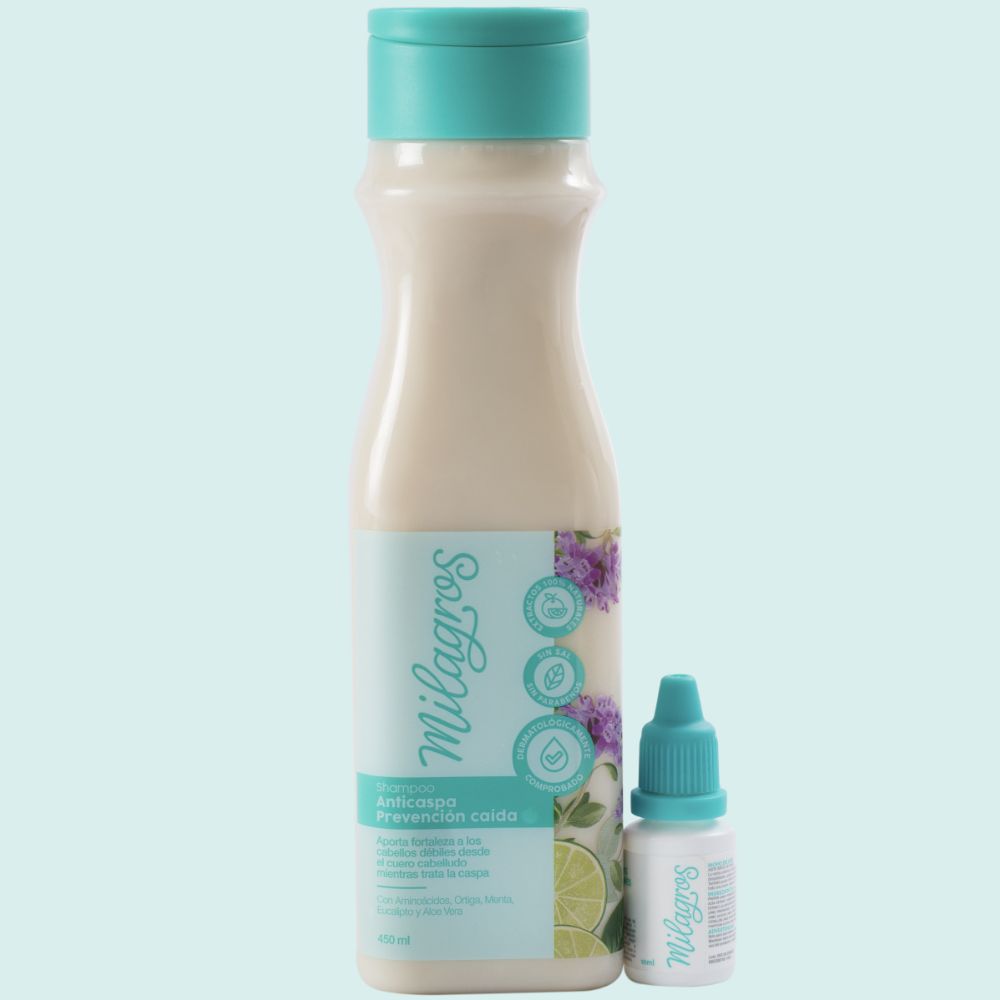 Milagros Shampoo Anticaspa prevencion caida Formula de efecto duo - 450ml (2 pack)