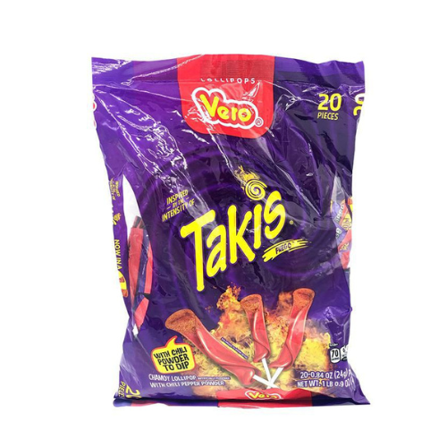 Vero Takis Fuego Chamoy Lollipops with Chili Pepper Powder - 20 ct food