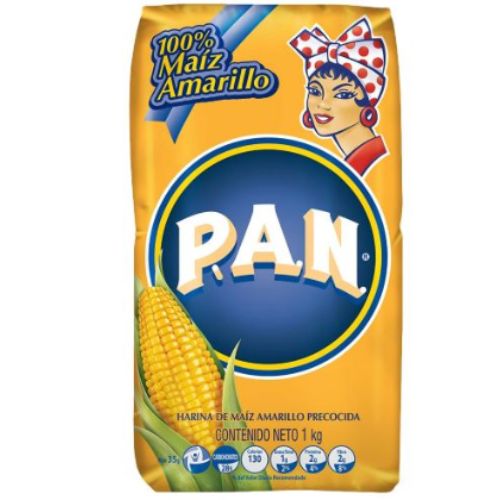 P.A.N. Yellow Corn Meal – Pre-cooked Gluten Free and Kosher Flour for Arepas, 1/2 pound pack - 500 gramos food