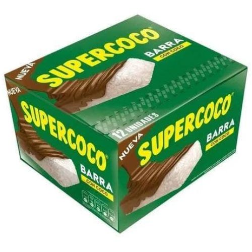 Supercoco Snack In Bar - Coconut bar covered in dark chocolate - 12 pieces food