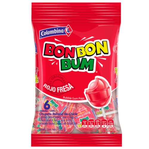 BonBonBum Red Strawberry 6 Units Snack