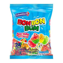 Bon Bon Bum Fruit Punch flavor Tropical Lollipop in package of 24 Colombian Candy Online producto colombiano online
