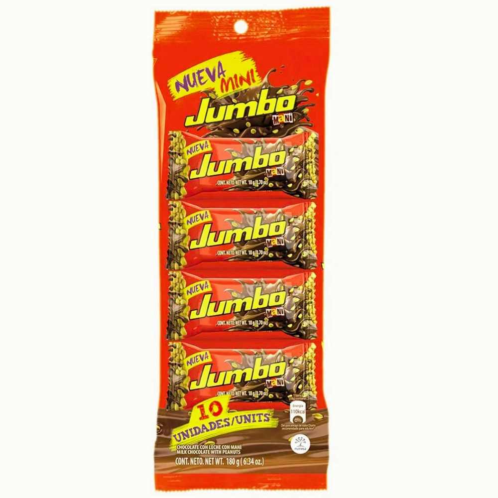 Chocolate bar with mini Jumbo peanuts x 10 units (3 pack) Snack 