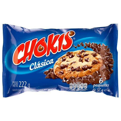 Galletas Chokis con chips de chocolate Clasica 222gr - 6 unid (1 pack) Snack