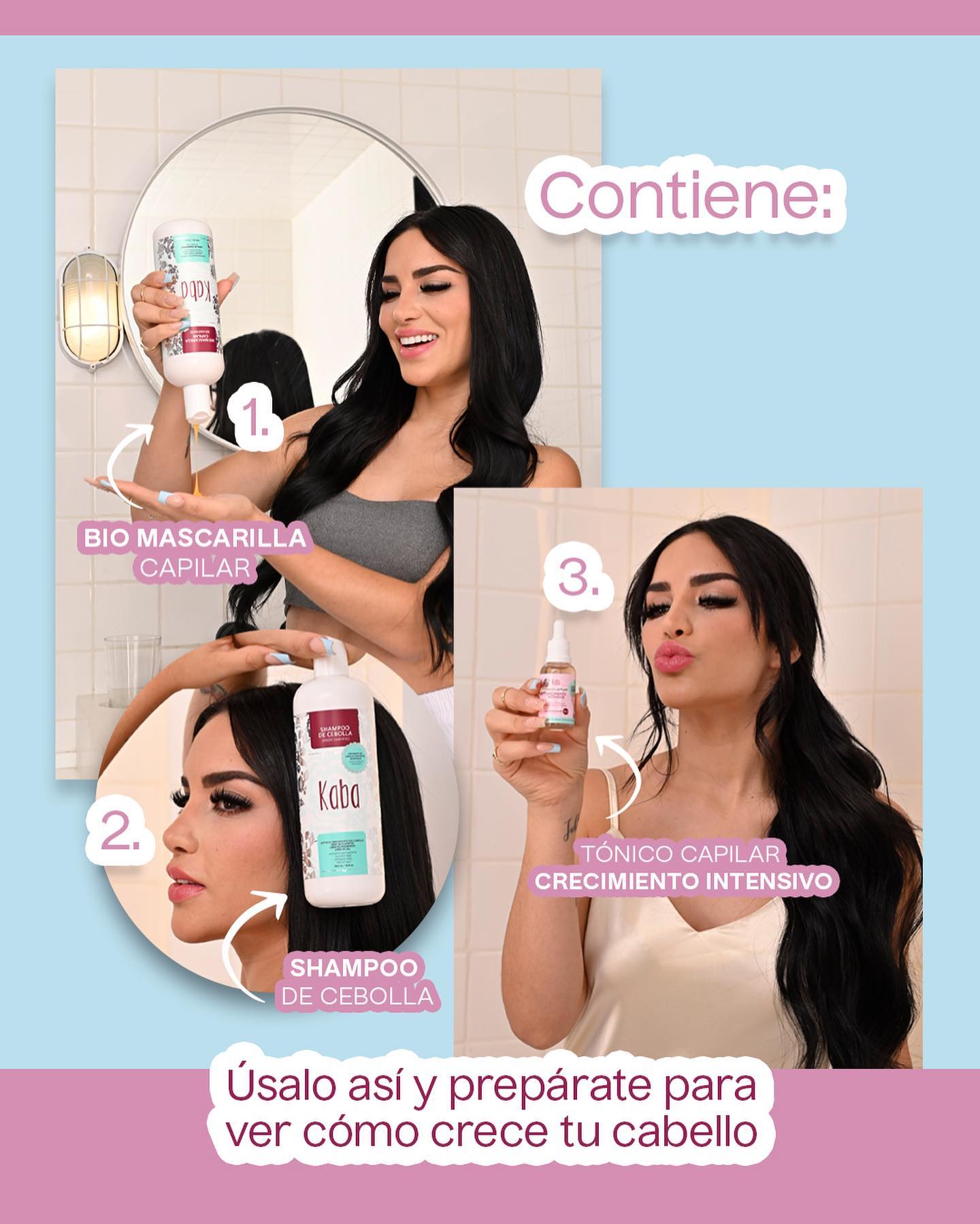 Kaba Onion Shampoo, Kaba Bio Hair Mask, Kaba Repolarizing Treatment (3 pack)