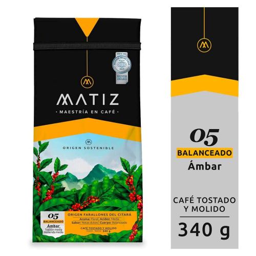 Cafe Matiz Molido y Tostado Balanceado Ambar 340gr