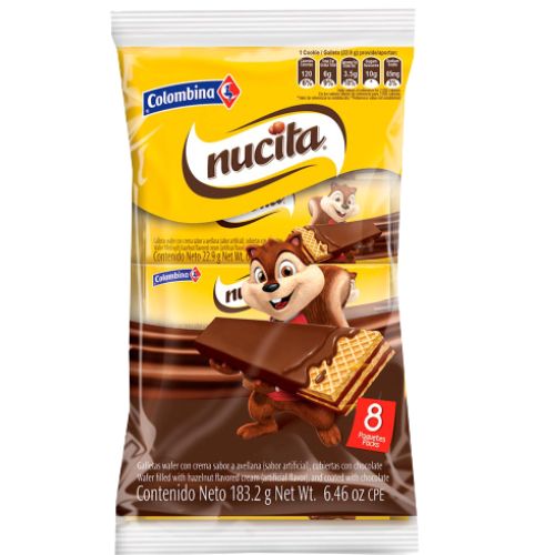 Nucita Wafer Covered With Chocolate (Pck of 8) Colombian Snack Columbian Candy colombian groceries online Mekato colombiano