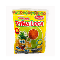 Pina Loca Paletas - Crazy Pineapple Lollipops Alteno - 40 ct / Paletas Piña Loca Marca Super Alteno 400g food